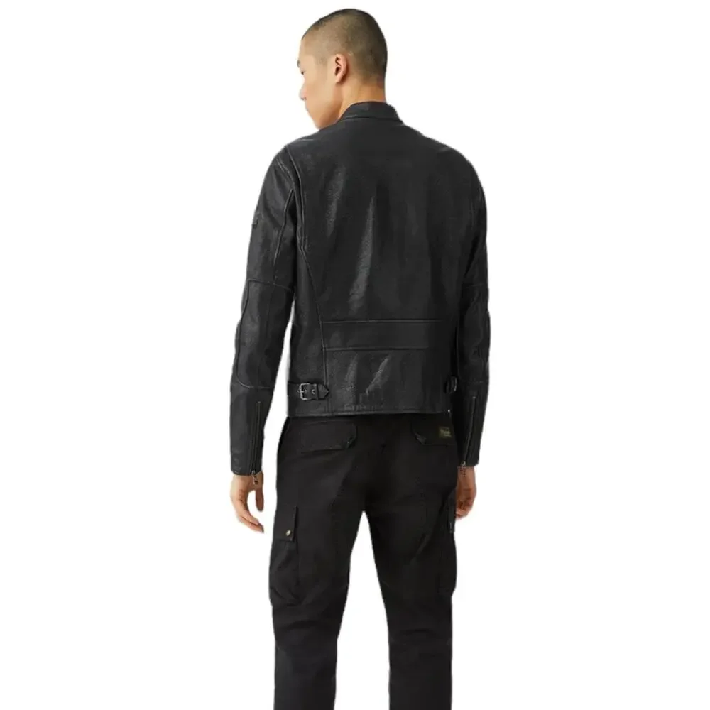 Belstaff Long Way Up Montana moto jacket Grain Leather black Sz 36